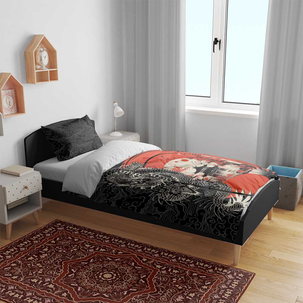 Japanese Dragon Katana Enso Bedding Set Japan Pagoda Seamless Cloud - Polynesian Pride