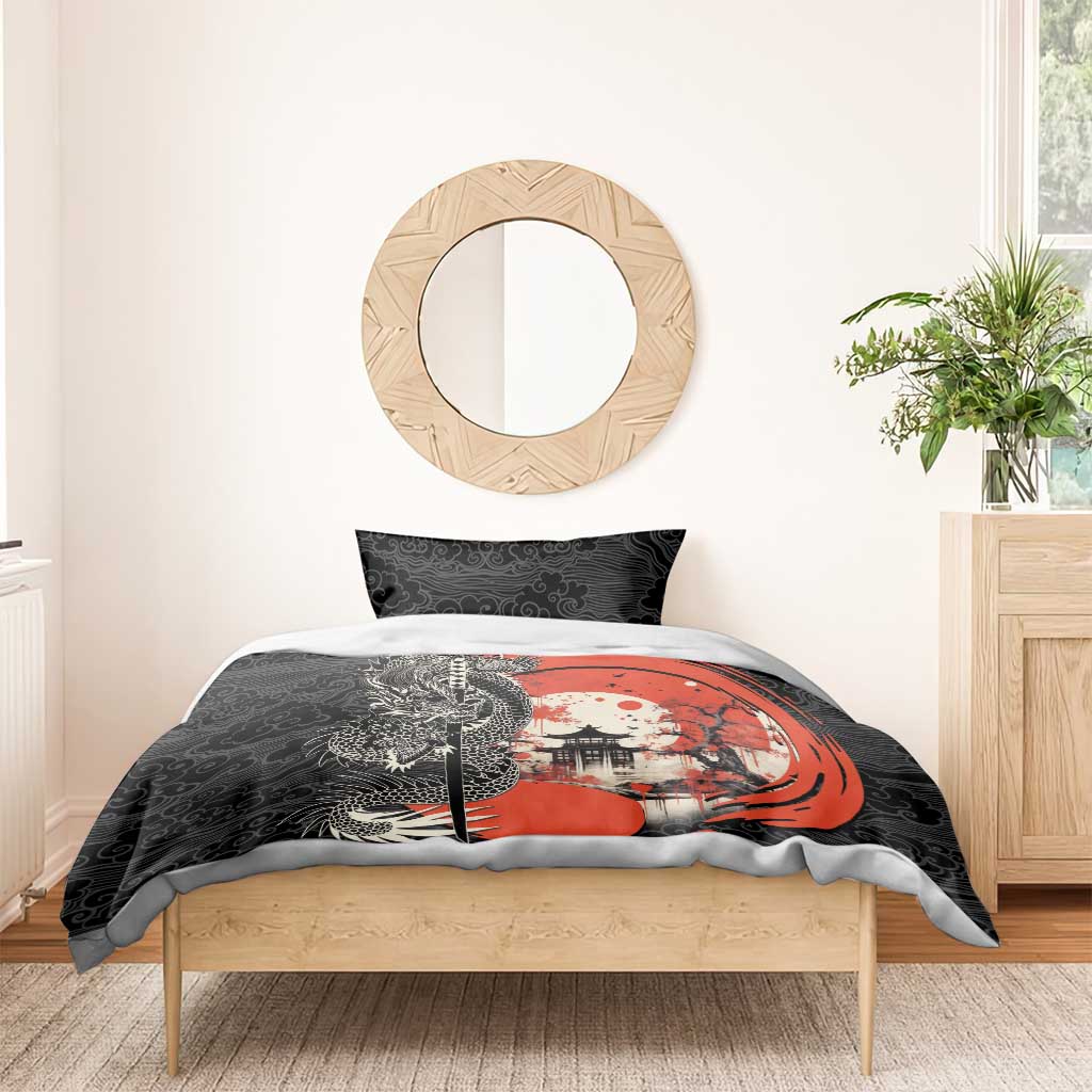 Japanese Dragon Katana Enso Bedding Set Japan Pagoda Seamless Cloud - Polynesian Pride