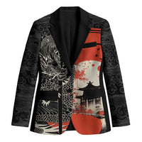 Japanese Dragon Katana Enso Blazer Japan Pagoda Seamless Cloud LT14 Unisex Black - Polynesian Pride