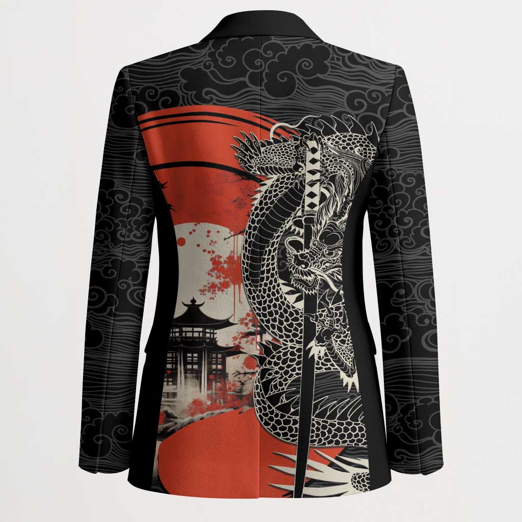 Japanese Dragon Katana Enso Blazer Japan Pagoda Seamless Cloud LT14 - Polynesian Pride