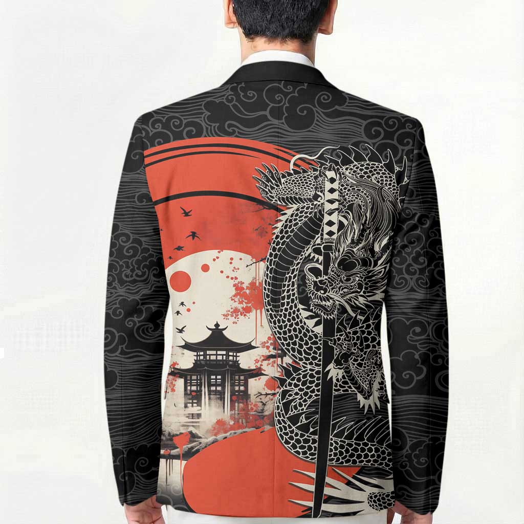 Japanese Dragon Katana Enso Blazer Japan Pagoda Seamless Cloud LT14 - Polynesian Pride