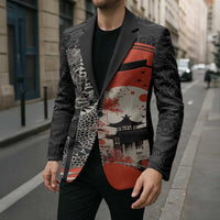 Japanese Dragon Katana Enso Blazer Japan Pagoda Seamless Cloud LT14 - Polynesian Pride