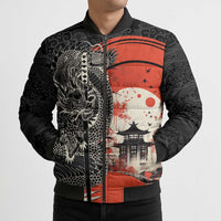 Japanese Dragon Katana Enso Bomber Puffer Jacket Japan Pagoda Seamless Cloud LT14 - Polynesian Pride