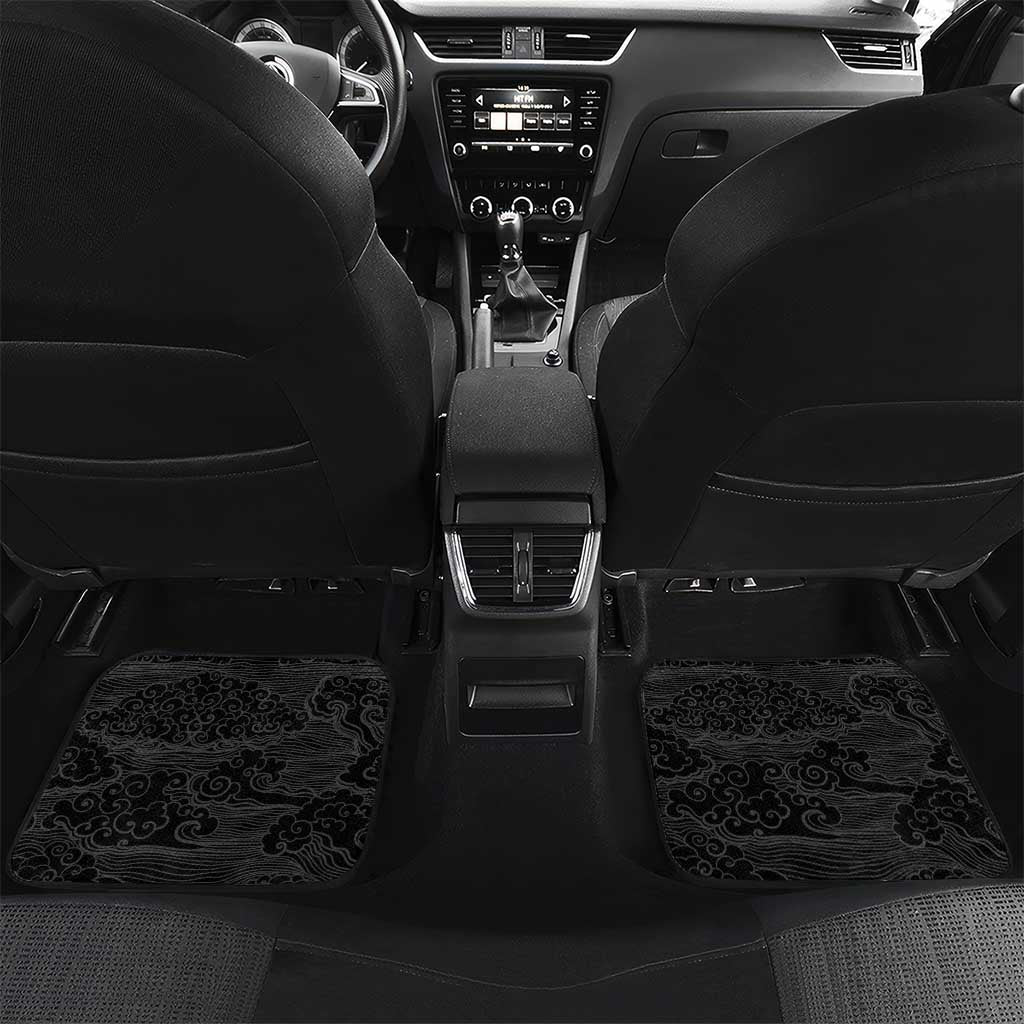Japanese Dragon Katana Enso Car Mats Japan Pagoda Seamless Cloud LT14 Set 2pcs - Back Black - Polynesian Pride