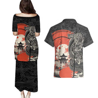 Japanese Dragon Katana Enso Couples Matching Puletasi and Hawaiian Shirt Japan Pagoda Seamless Cloud LT14 - Polynesian Pride