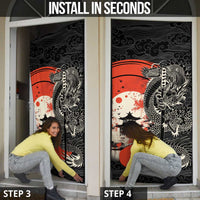 Japanese Dragon Katana Enso Door Cover Japan Pagoda Seamless Cloud LT14 - Polynesian Pride