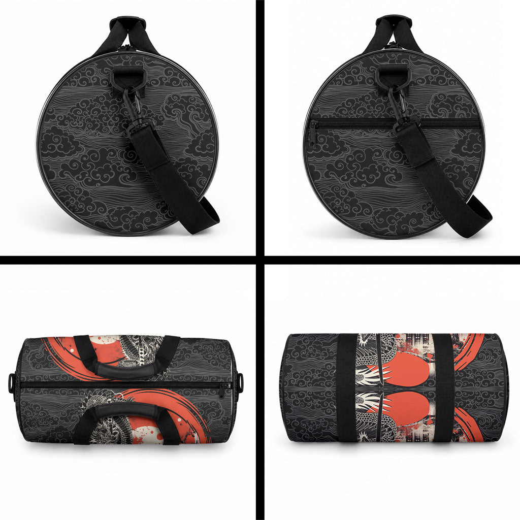 Japanese Dragon Katana Enso Duffle Bag Japan Pagoda Seamless Cloud