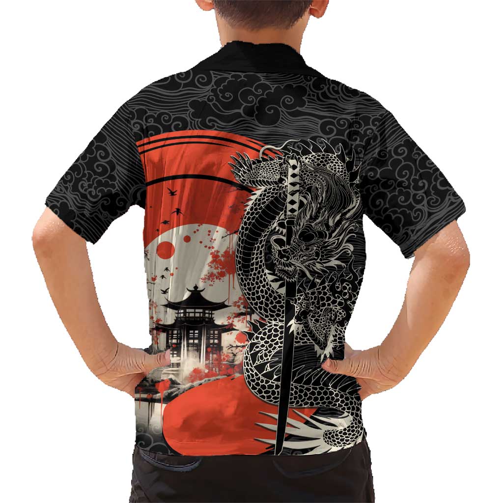 Japanese Dragon Katana Enso Family Matching Mermaid Dress and Hawaiian Shirt Japan Pagoda Seamless Cloud LT14 - Polynesian Pride