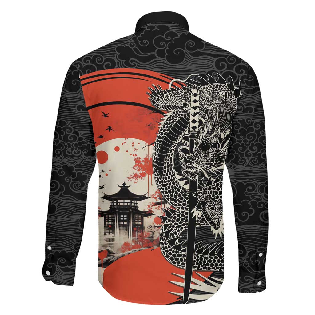 Japanese Dragon Katana Enso Family Matching Puletasi and Hawaiian Shirt Japan Pagoda Seamless Cloud - Polynesian Pride