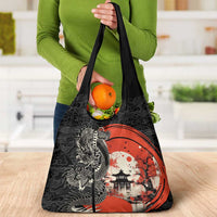 Japanese Dragon Katana Enso Grocery Bag Japan Pagoda Seamless Cloud - Polynesian Pride