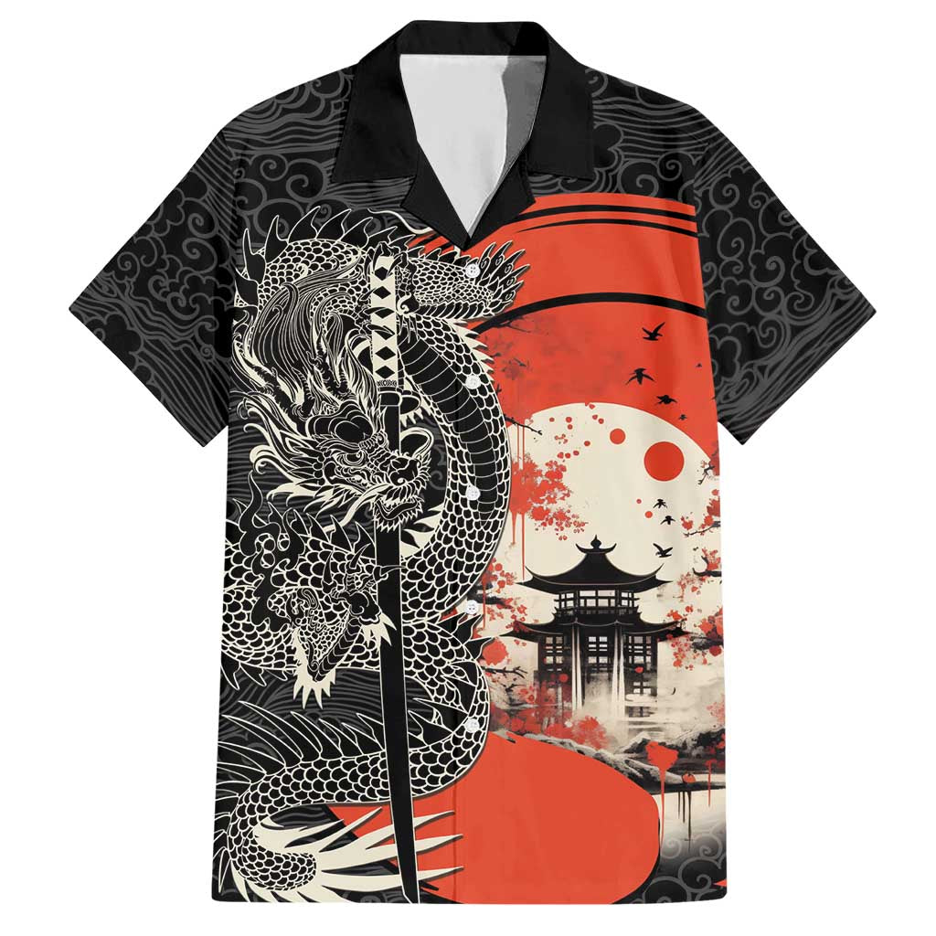 Japanese Dragon Katana Enso Hawaiian Shirt Japan Pagoda Seamless Cloud - Polynesian Pride