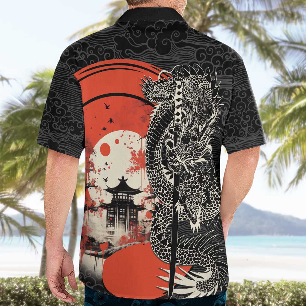 Japanese Dragon Katana Enso Hawaiian Shirt Japan Pagoda Seamless Cloud - Polynesian Pride