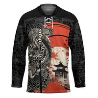 Japanese Dragon Katana Enso Hockey Jersey Japan Pagoda Seamless Cloud LT14 Unisex Black - Polynesian Pride