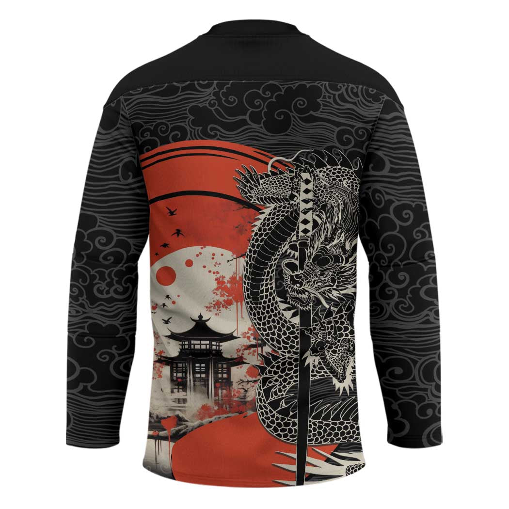 Japanese Dragon Katana Enso Hockey Jersey Japan Pagoda Seamless Cloud LT14 - Polynesian Pride