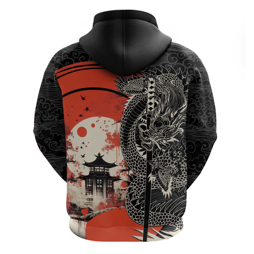 Japanese Dragon Katana Enso Hoodie Japan Pagoda Seamless Cloud - Polynesian Pride