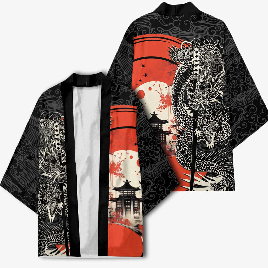 Japanese Dragon Katana Enso Kimono Japan Pagoda Seamless Cloud - Polynesian Pride