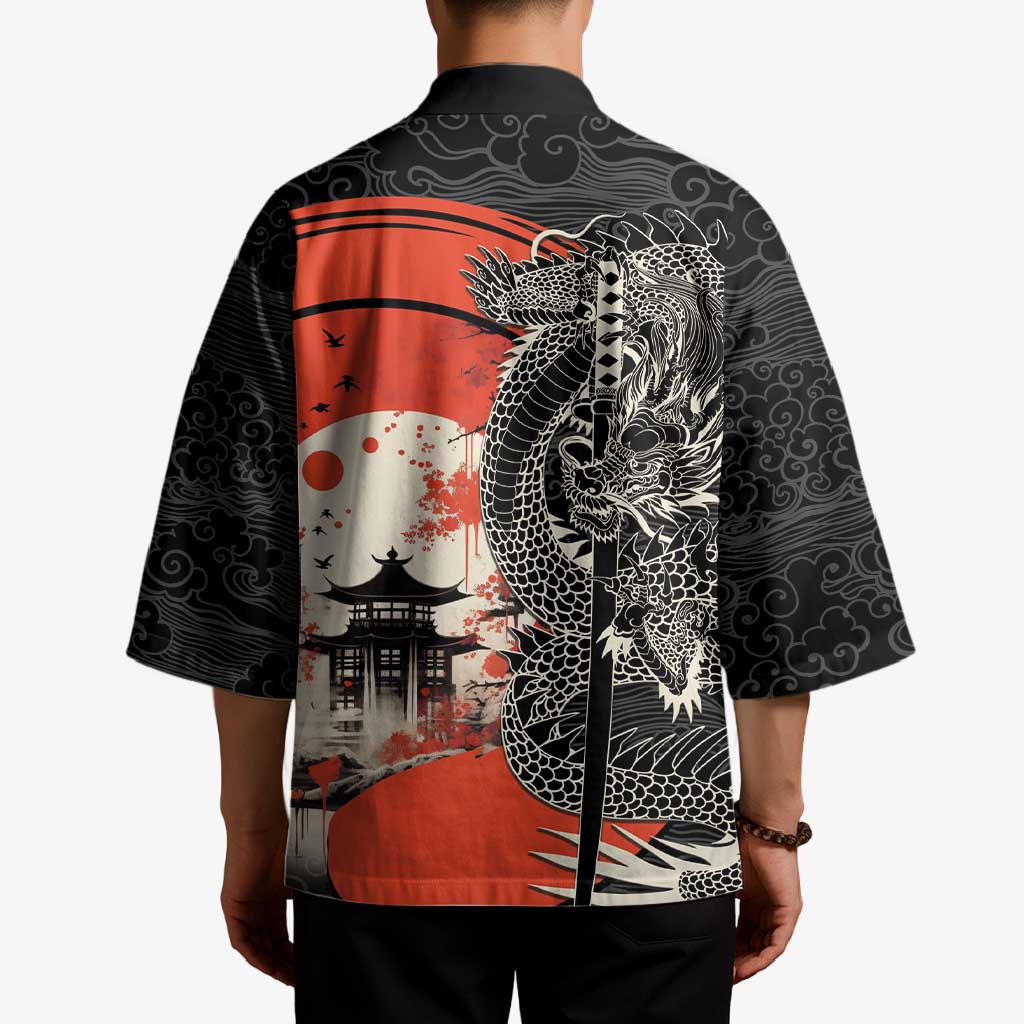 Japanese Dragon Katana Enso Kimono Japan Pagoda Seamless Cloud - Polynesian Pride