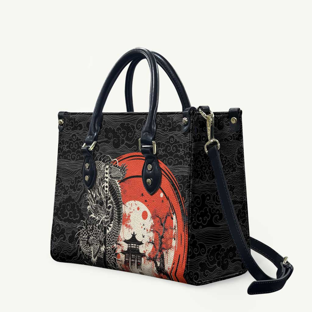 Japanese Dragon Katana Enso Leather Bag Japan Pagoda Seamless Cloud - Polynesian Pride