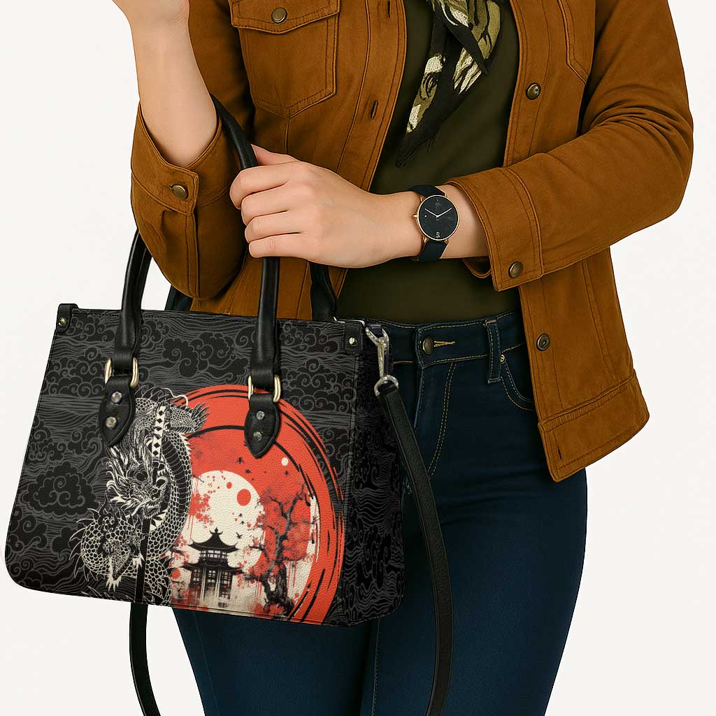 Japanese Dragon Katana Enso Leather Bag Japan Pagoda Seamless Cloud - Polynesian Pride