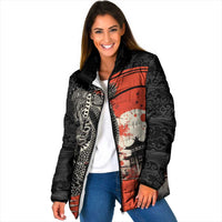 Japanese Dragon Katana Enso Padded Jacket Japan Pagoda Seamless Cloud LT14 Women Black - Polynesian Pride