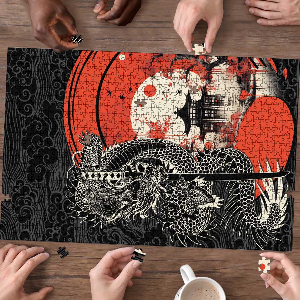 Japanese Dragon Katana Enso Puzzle Japan Pagoda Seamless Cloud - Polynesian Pride