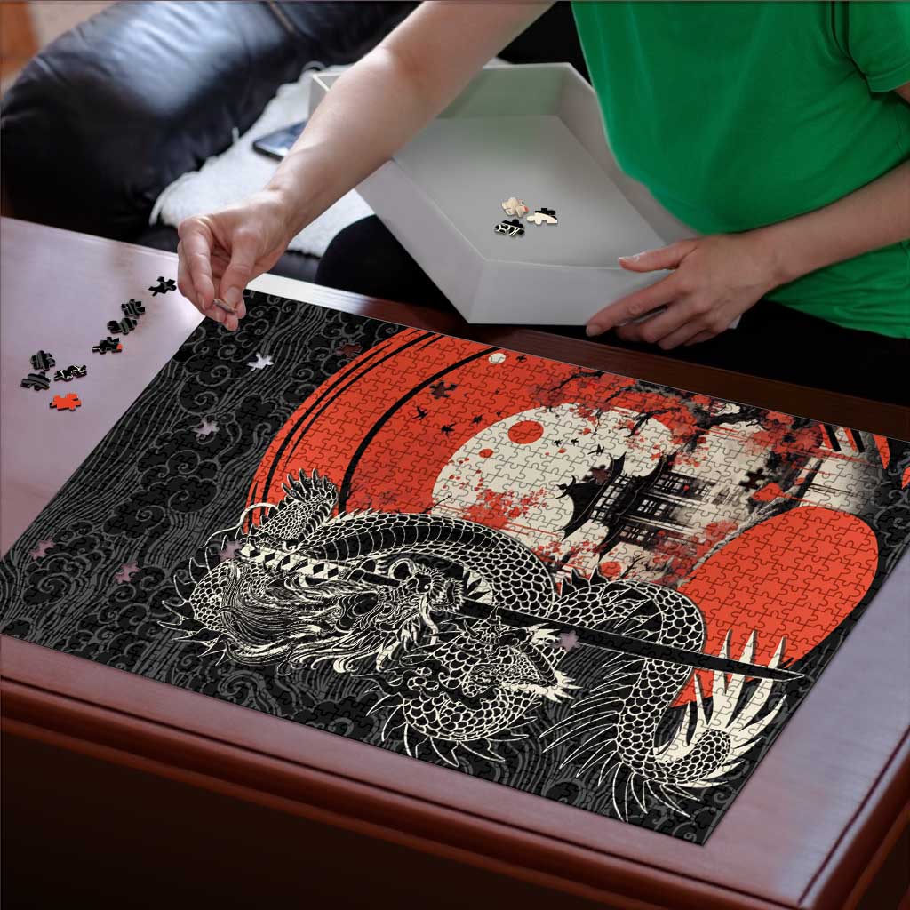 Japanese Dragon Katana Enso Puzzle Japan Pagoda Seamless Cloud - Polynesian Pride
