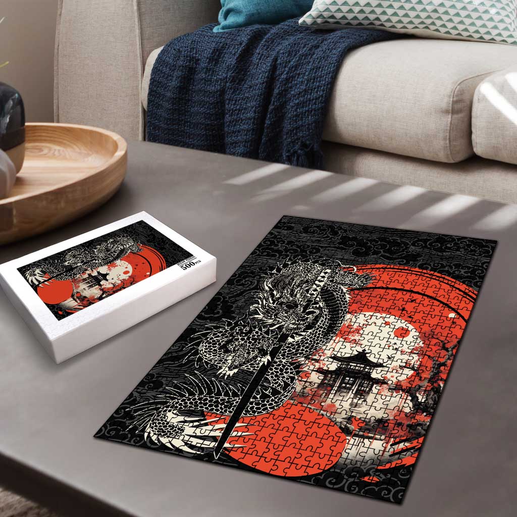 Japanese Dragon Katana Enso Puzzle Japan Pagoda Seamless Cloud - Polynesian Pride