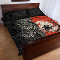 Japanese Dragon Katana Enso Quilt Bed Set Japan Pagoda Seamless Cloud - Polynesian Pride