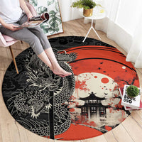 Japanese Dragon Katana Enso Round Carpet Japan Pagoda Seamless Cloud LT14 - Polynesian Pride