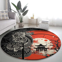 Japanese Dragon Katana Enso Round Carpet Japan Pagoda Seamless Cloud LT14 - Polynesian Pride