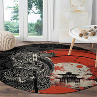 Japanese Dragon Katana Enso Round Carpet Japan Pagoda Seamless Cloud LT14 - Polynesian Pride