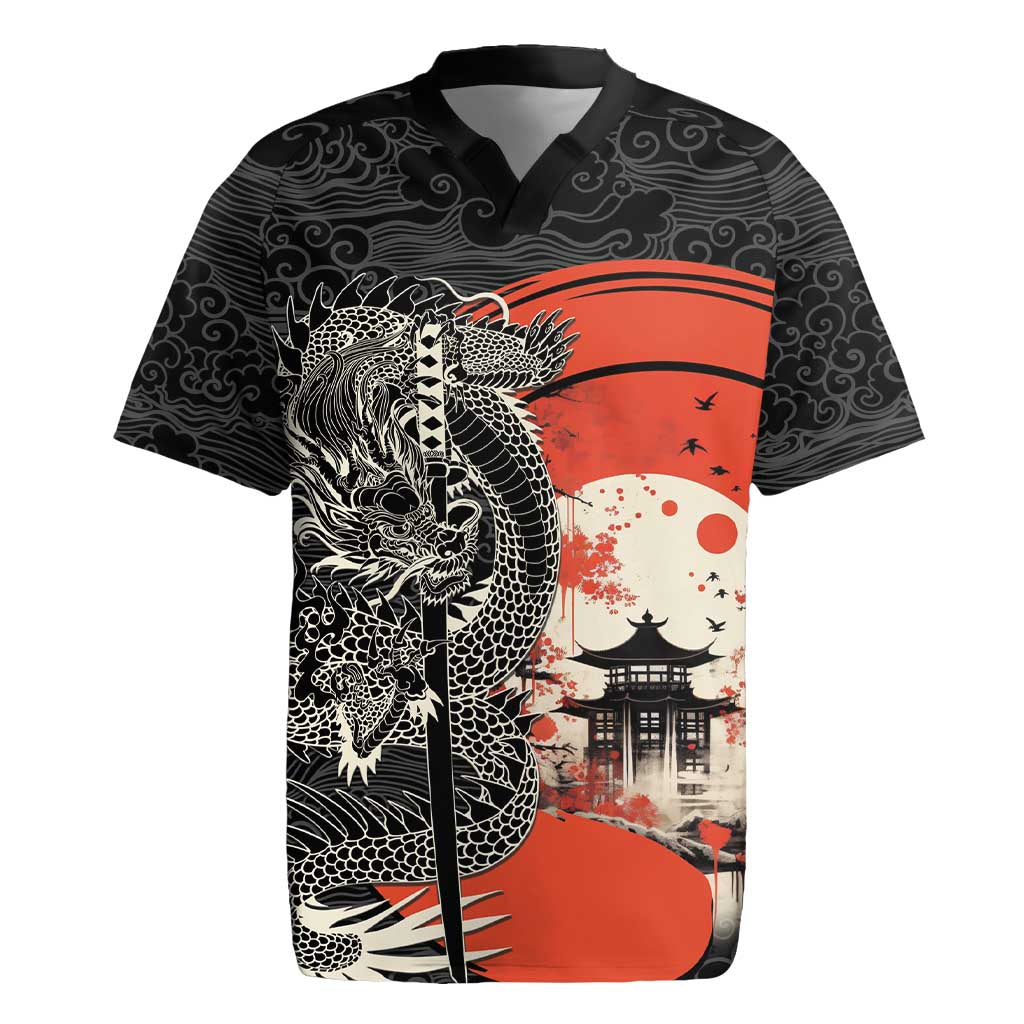 Japanese Dragon Katana Enso Rugby Jersey Japan Pagoda Seamless Cloud - Polynesian Pride