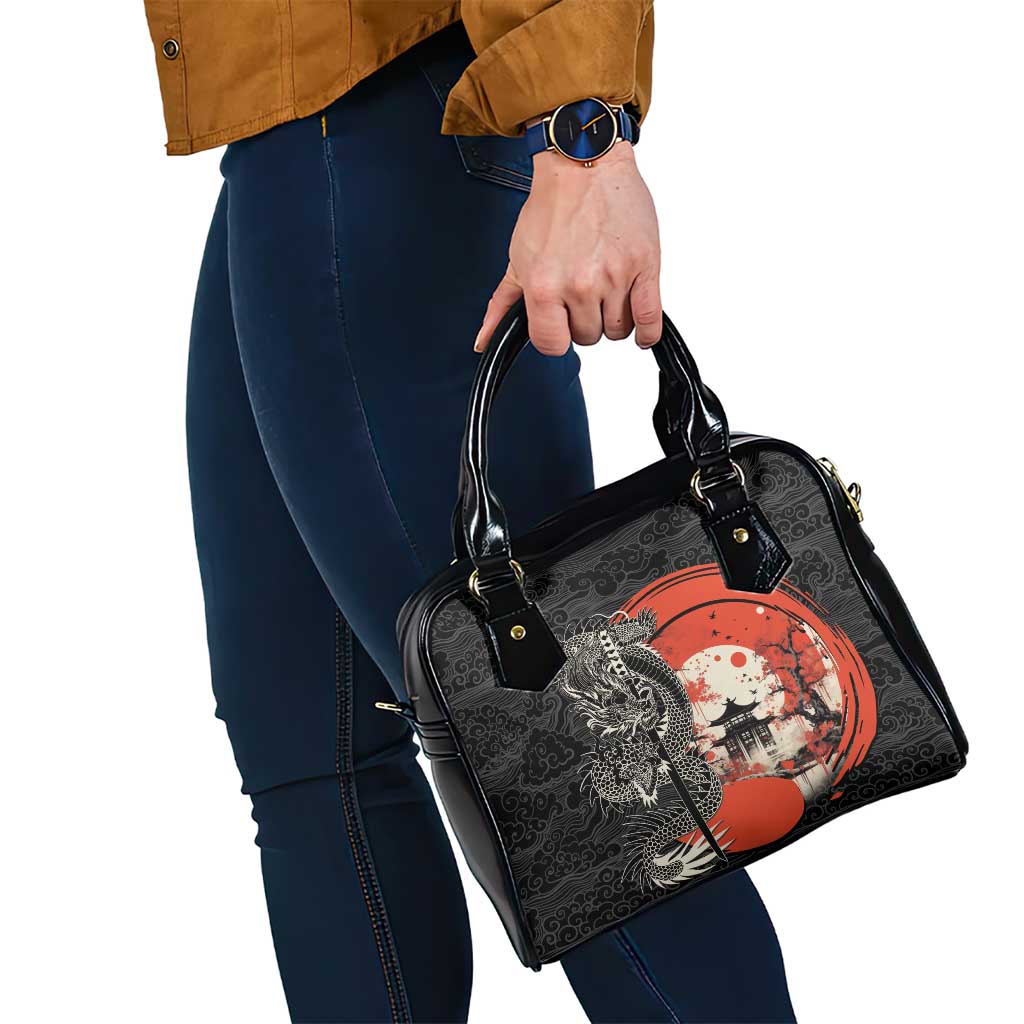 Japanese Dragon Katana Enso Shoulder Handbag Japan Pagoda Seamless Cloud - Polynesian Pride
