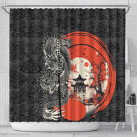 Japanese Dragon Katana Enso Shower Curtain Japan Pagoda Seamless Cloud LT14 - Polynesian Pride