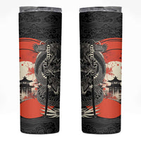 Japanese Dragon Katana Enso Skinny Tumbler Japan Pagoda Seamless Cloud LT14 Black - Polynesian Pride