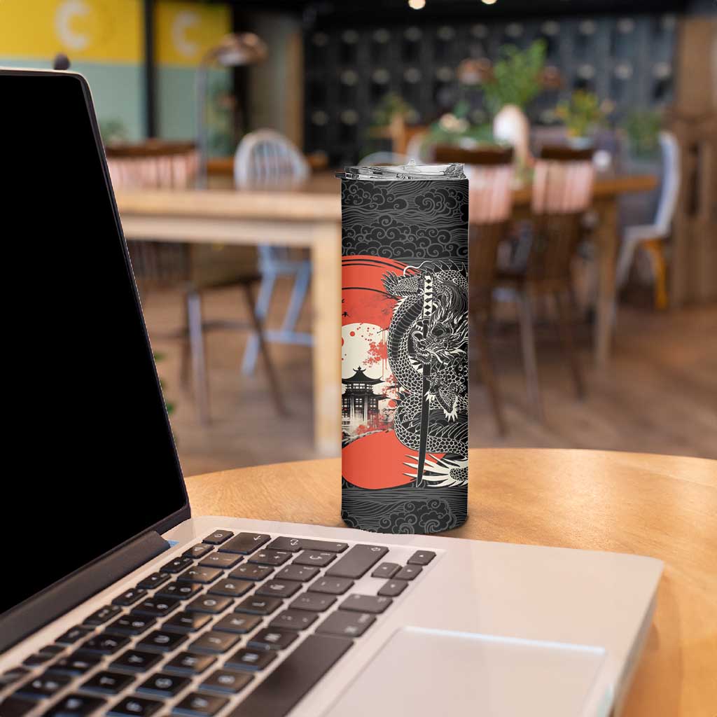 Japanese Dragon Katana Enso Skinny Tumbler Japan Pagoda Seamless Cloud LT14 - Polynesian Pride