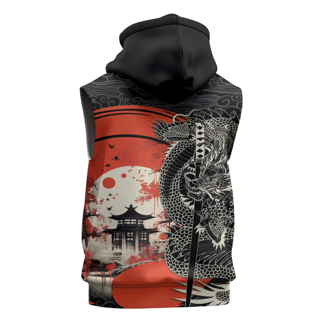 Japanese Dragon Katana Enso Sleeveless Hoodie Japan Pagoda Seamless Cloud - Polynesian Pride