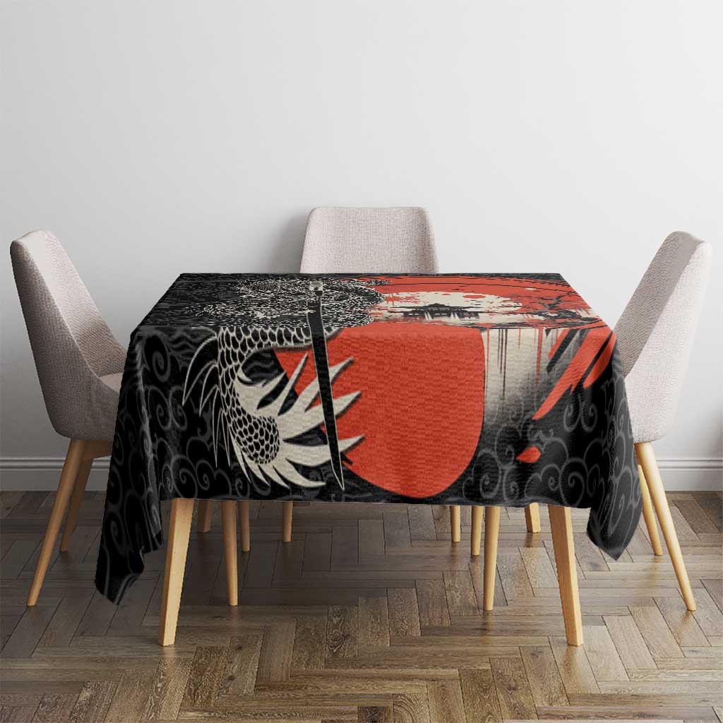 Japanese Dragon Katana Enso Tablecloth Japan Pagoda Seamless Cloud - Polynesian Pride