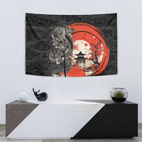 Japanese Dragon Katana Enso Tapestry Japan Pagoda Seamless Cloud - Polynesian Pride