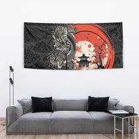 Japanese Dragon Katana Enso Tapestry Japan Pagoda Seamless Cloud - Polynesian Pride