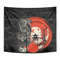 Japanese Dragon Katana Enso Tapestry Japan Pagoda Seamless Cloud - Polynesian Pride