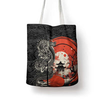 Japanese Dragon Katana Enso Tote Bag Japan Pagoda Seamless Cloud - Polynesian Pride