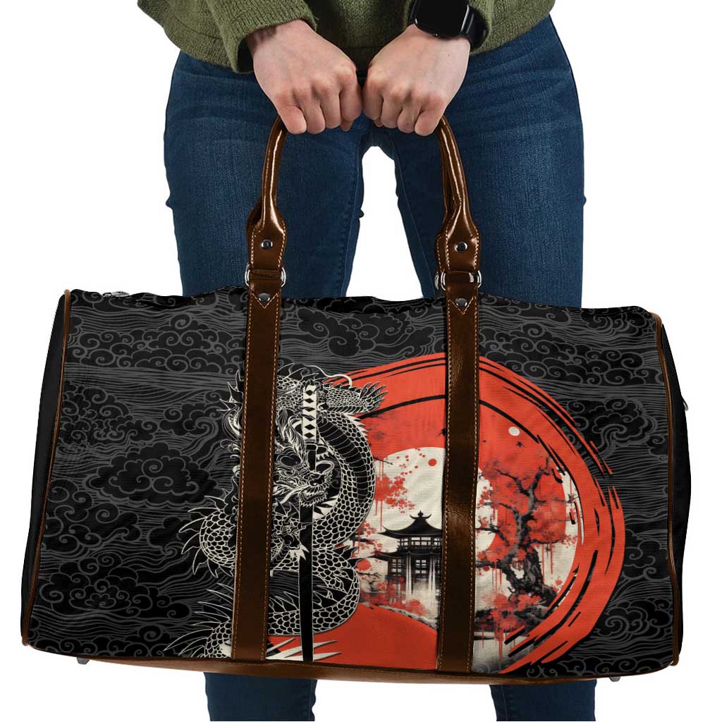 Japanese Dragon Katana Enso Travel Bag Japan Pagoda Seamless Cloud - Polynesian Pride