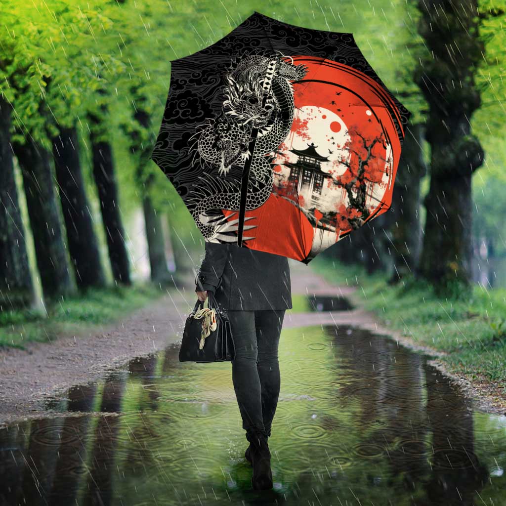 Japanese Dragon Katana Enso Umbrella Japan Pagoda Seamless Cloud - Polynesian Pride