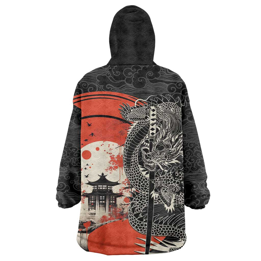 Japanese Dragon Katana Enso Wearable Blanket Hoodie Japan Pagoda Seamless Cloud LT14 - Polynesian Pride