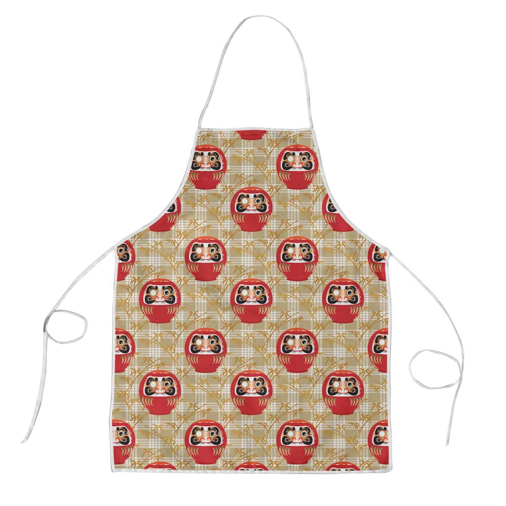 Japanese Daruma Doll Apron Palaka With Seamless Bamboo Pattern - Polynesian Pride
