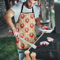 Japanese Daruma Doll Apron Palaka With Seamless Bamboo Pattern - Polynesian Pride