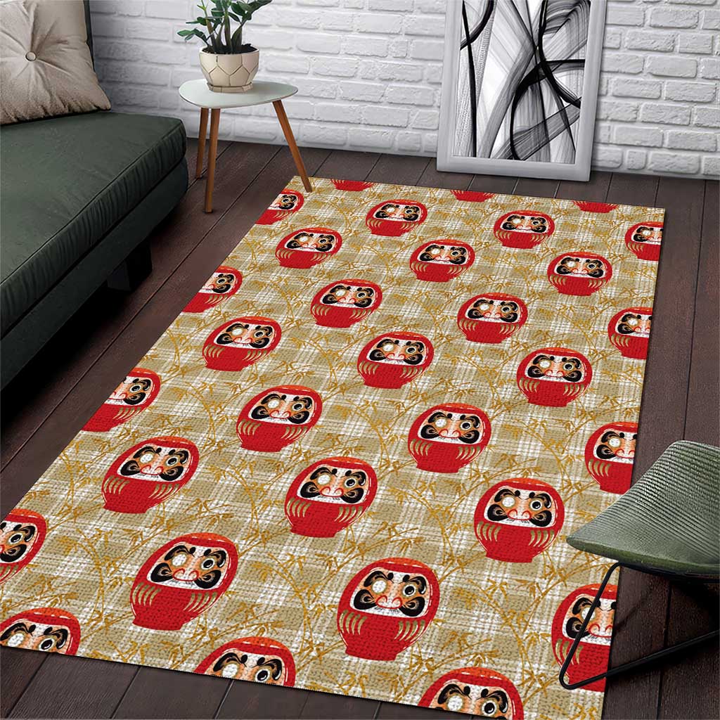 Japanese Daruma Doll Area Rug Palaka With Seamless Bamboo Pattern LT14 Beige - Polynesian Pride