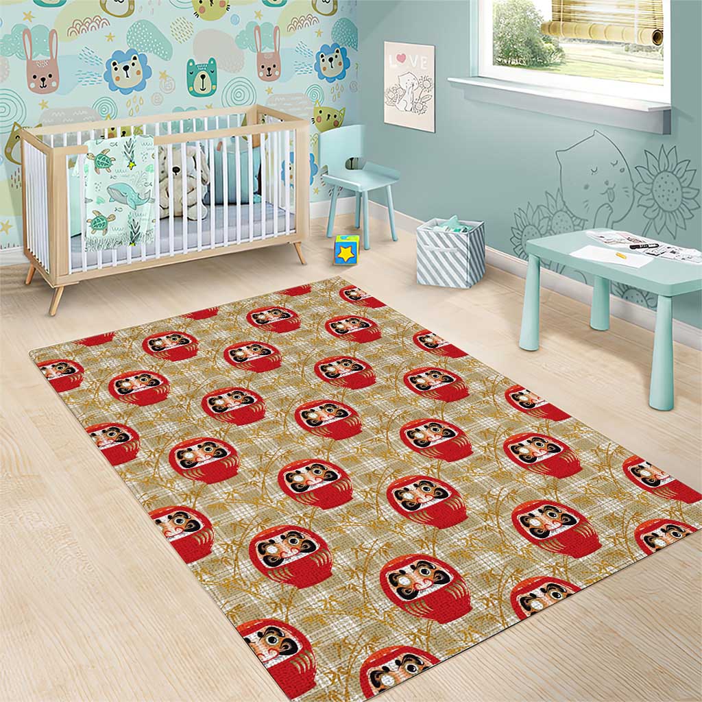 Japanese Daruma Doll Area Rug Palaka With Seamless Bamboo Pattern LT14 - Polynesian Pride