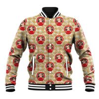 Japanese Daruma Doll Baseball Jacket Palaka With Seamless Bamboo Pattern - Polynesian Pride